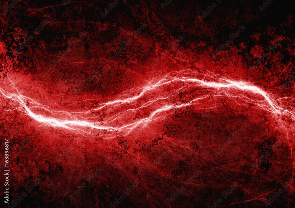 Fototapeta premium Czerwona błyskawica, abstrakcjonistyczny elektryczny tło