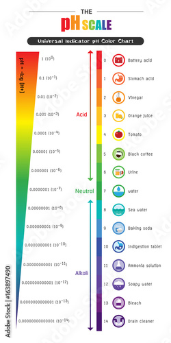 The pH scale Universal Indicator pH Color Chart diagram