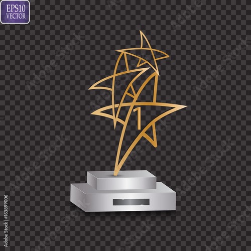 Glass trophy awards vector illustration. The transparent trophy for award.
