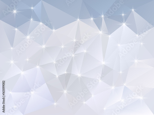 vector abstract irregular polygon background with a triangle pattern in light snow blue and white color with reflection