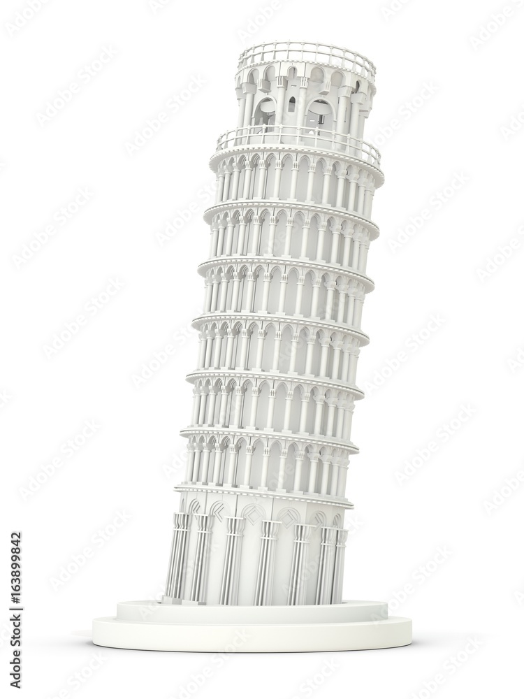 3d white Leaning Tower of Pisa