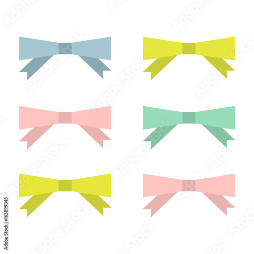 Colorful bows collection. Vector illustration.