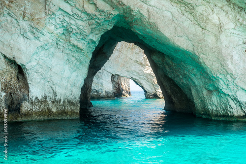 Canvas Print Scenic image of Blue caves, Zakinthos, Greece