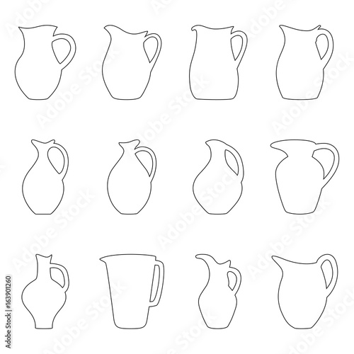 Set of jugs, vector illustration