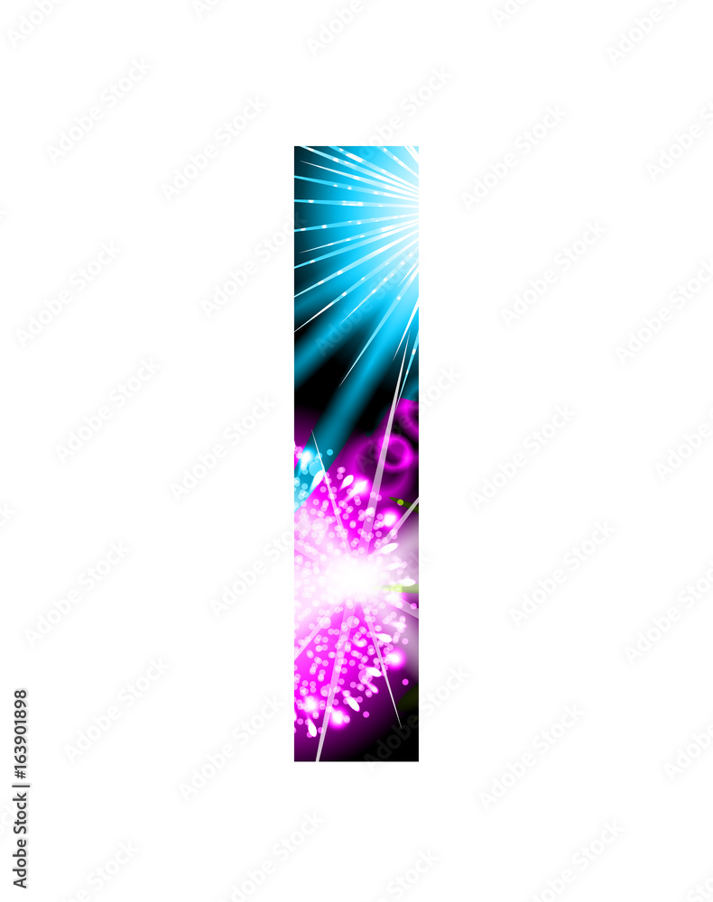 Sparkler firework letter isolated on white background. Vector design light effect alphabet. Letter I Sparkler firework letter isolated on white background. Vector design light effect alphabet. Letter I