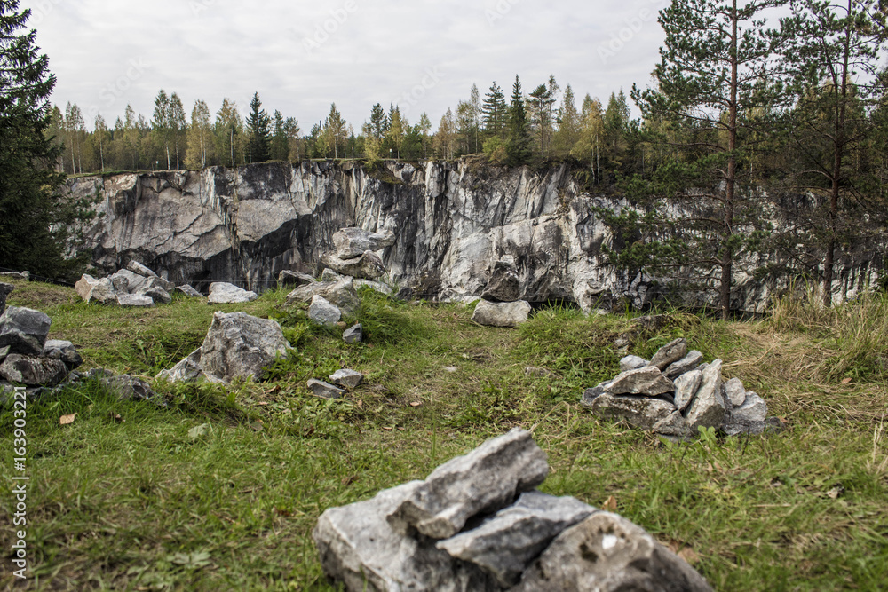 Marble canyon of Ruskeala in the Republic of Karelia, Russia