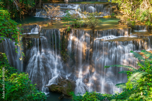 Fototapeta Naklejka Na Ścianę i Meble -  Waterfall in Thailand, called Huay or Huai mae khamin in Kanchanaburi Provience