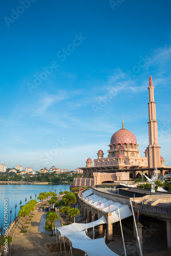 Putra Mosque or pink masjid in Putrajaya, Malaysia.