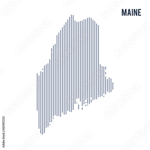 Vector abstract hatched map of State of Maine with vertical lines isolated on a white background.