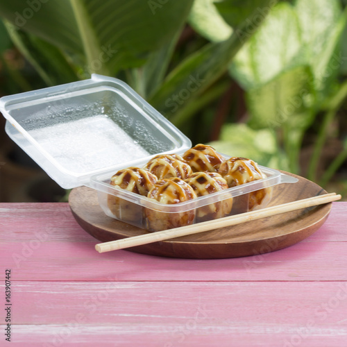 Japanese food Tako Yaki on Box photo