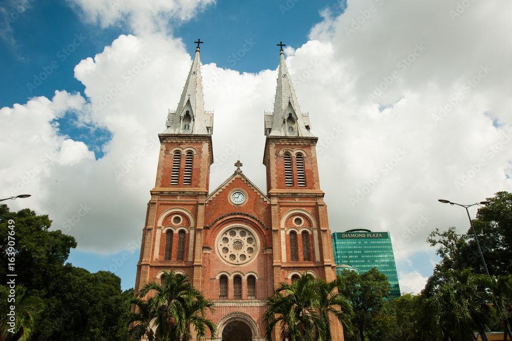 Notre-Dame Cathedral in Ho Chi Minh City, Vietnam in a sunny day. Notre-Dame Cathedral in Ho Chi Minh City, Vietnam in a sunny day.