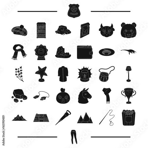 movie, reward, animal and other web icon in black style. clothing, travel, Scotland, icons in set collection. photo