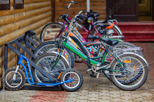 a couple of bikes on the porch