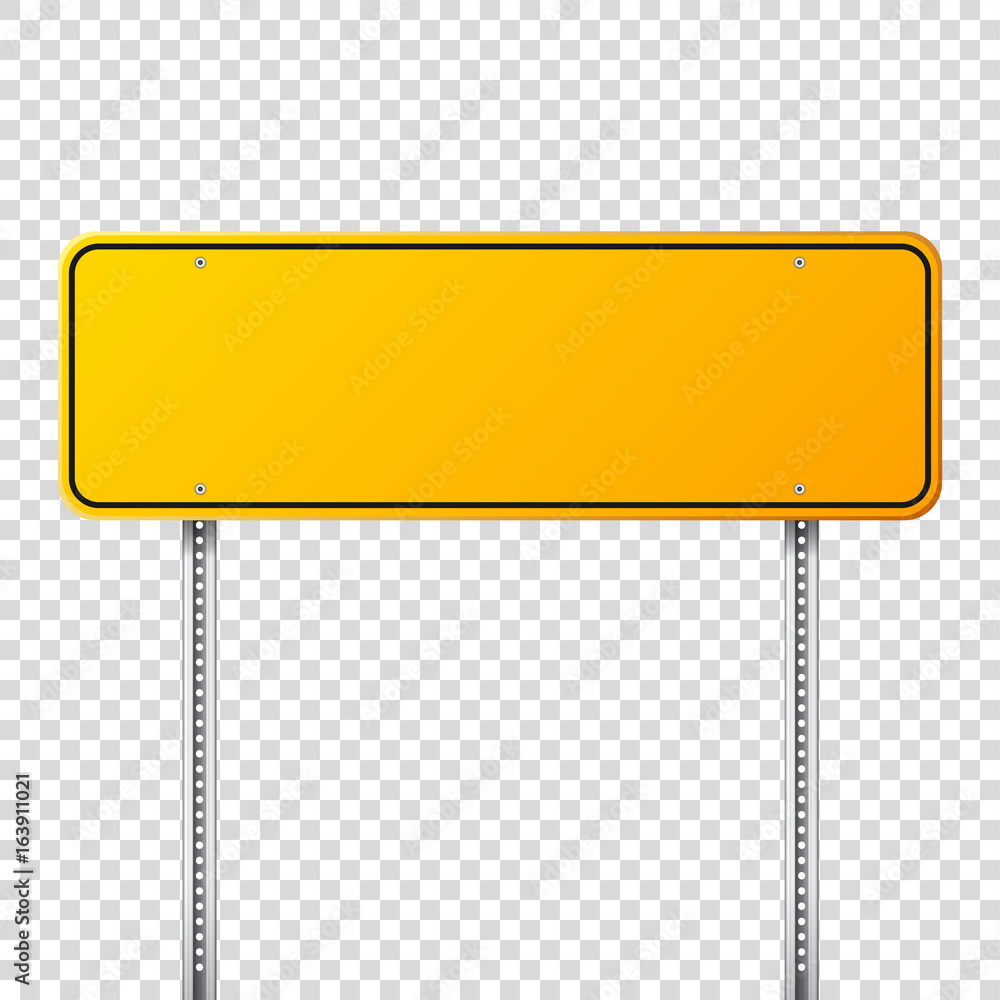 Road yellow traffic sign. Blank board with place for text.Mockup. Isolated information sign. Direction. Vector illustration. Road yellow traffic sign. Blank board with place for text.Mockup. Isolated information sign. Direction. Vector illustration.