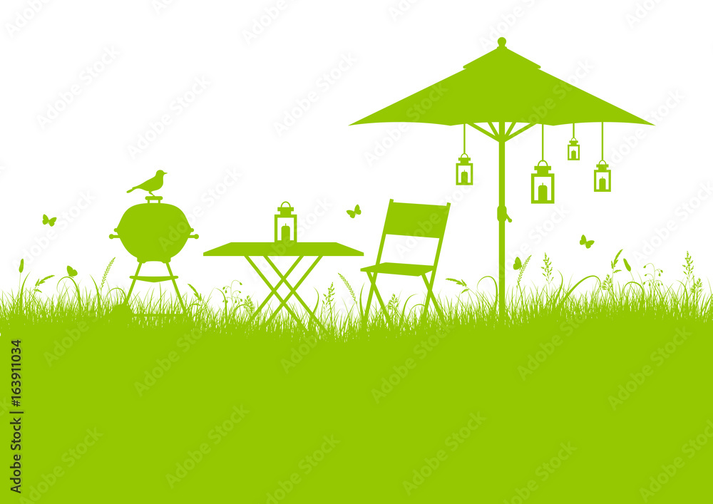 Obraz premium Garden Barbecue Background Green DIN