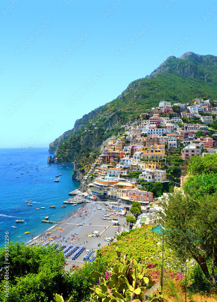 View on Positano on Amalfi coast, Campania region, Italy