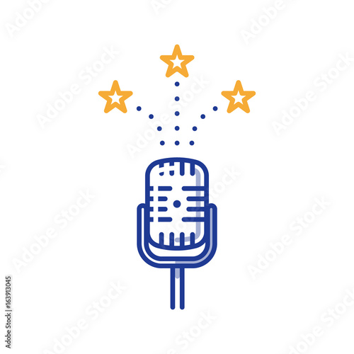 Comedy show microphone, entertainment podcast, broadcasting concept