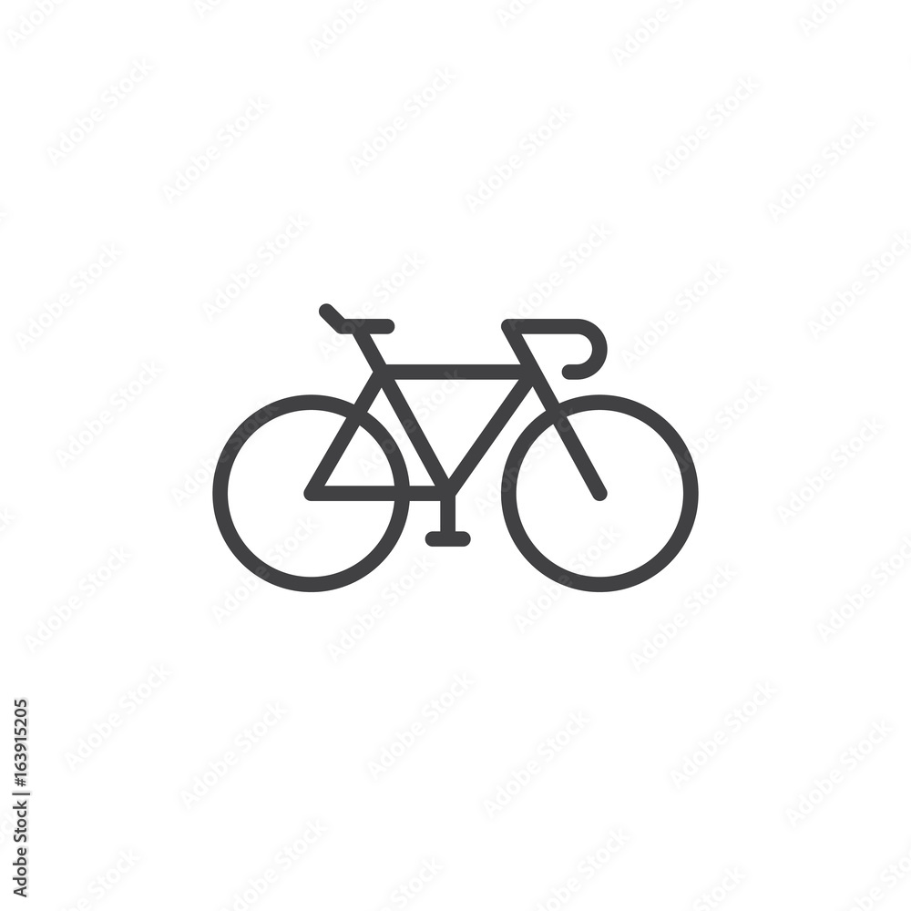 Bike, Bicycle line icon, outline vector sign, linear style pictogram isolated on white. Cycling symbol, logo illustration. Editable stroke. Pixel perfect graphics Bike, Bicycle line icon, outline vector sign, linear style pictogram isolated on white. Cycling symbol, logo illustration. Editable stroke. Pixel perfect graphics
