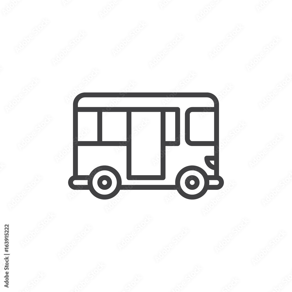 Bus line icon, outline vector sign, linear style pictogram isolated on white. Public transport symbol, logo illustration. Editable stroke. Pixel perfect graphics