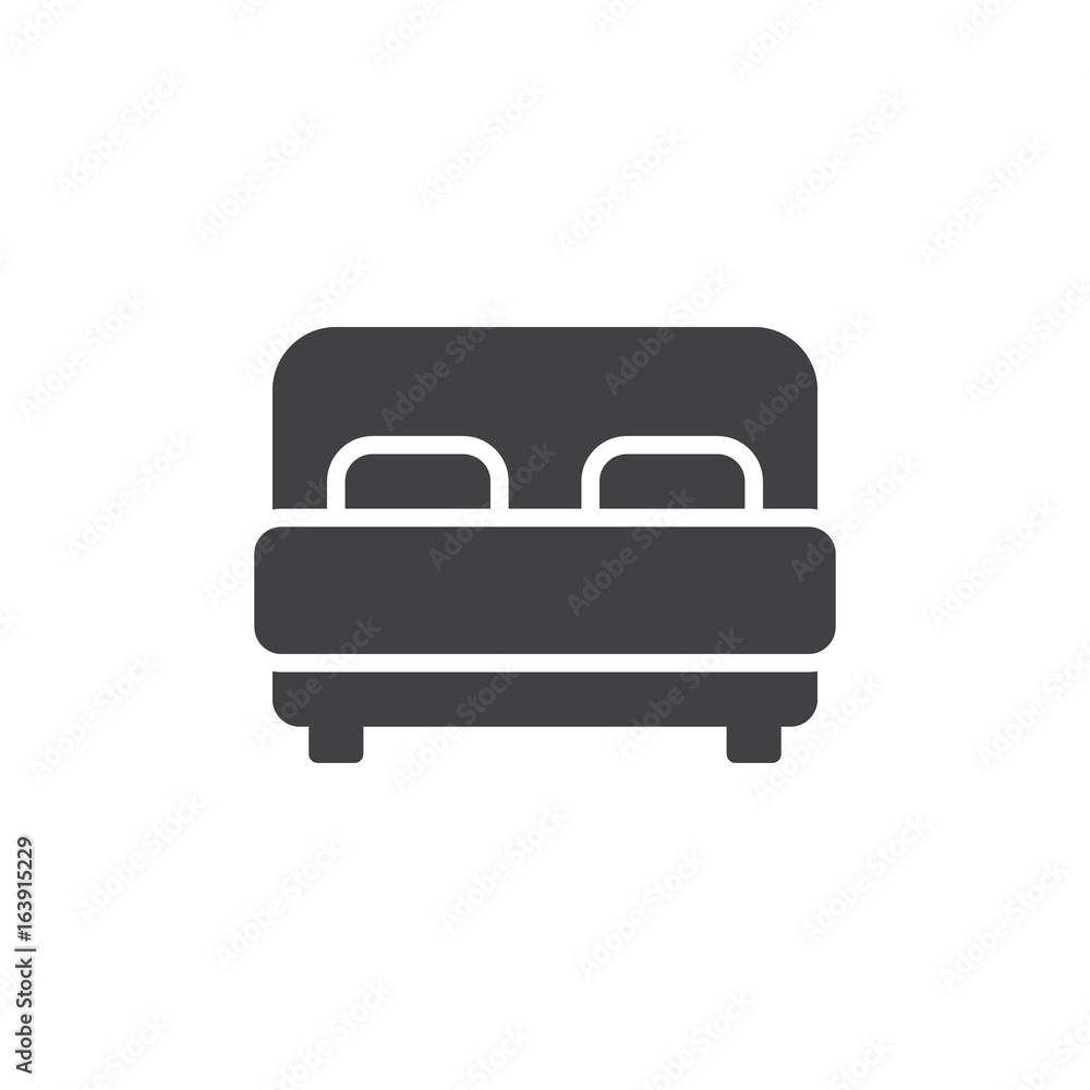 Bed icon vector, filled flat sign, solid pictogram isolated on white. Symbol, logo illustration. Pixel perfect graphics Bed icon vector, filled flat sign, solid pictogram isolated on white. Symbol, logo illustration. Pixel perfect graphics