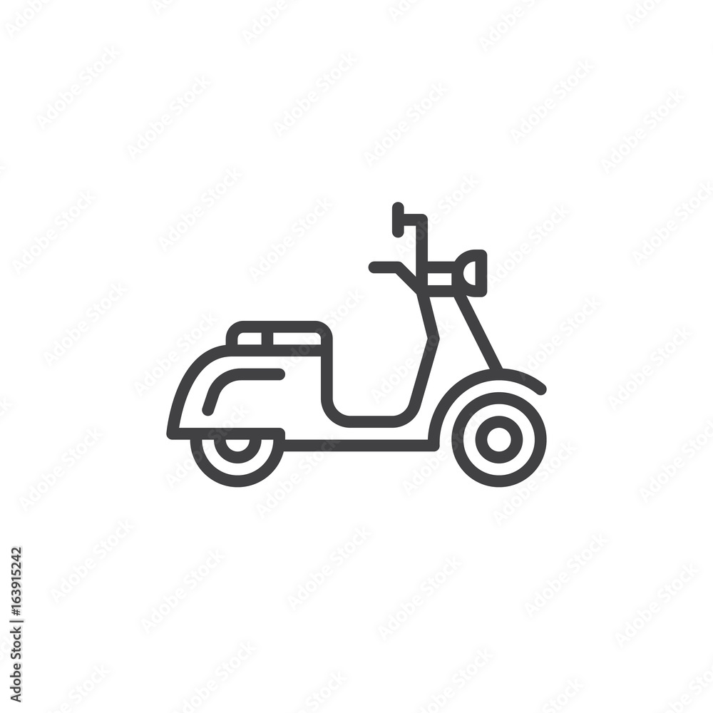 Fototapeta premium Scooter line icon, outline vector sign, linear style pictogram isolated on white. Delivery symbol, logo illustration. Editable stroke. Pixel perfect graphics