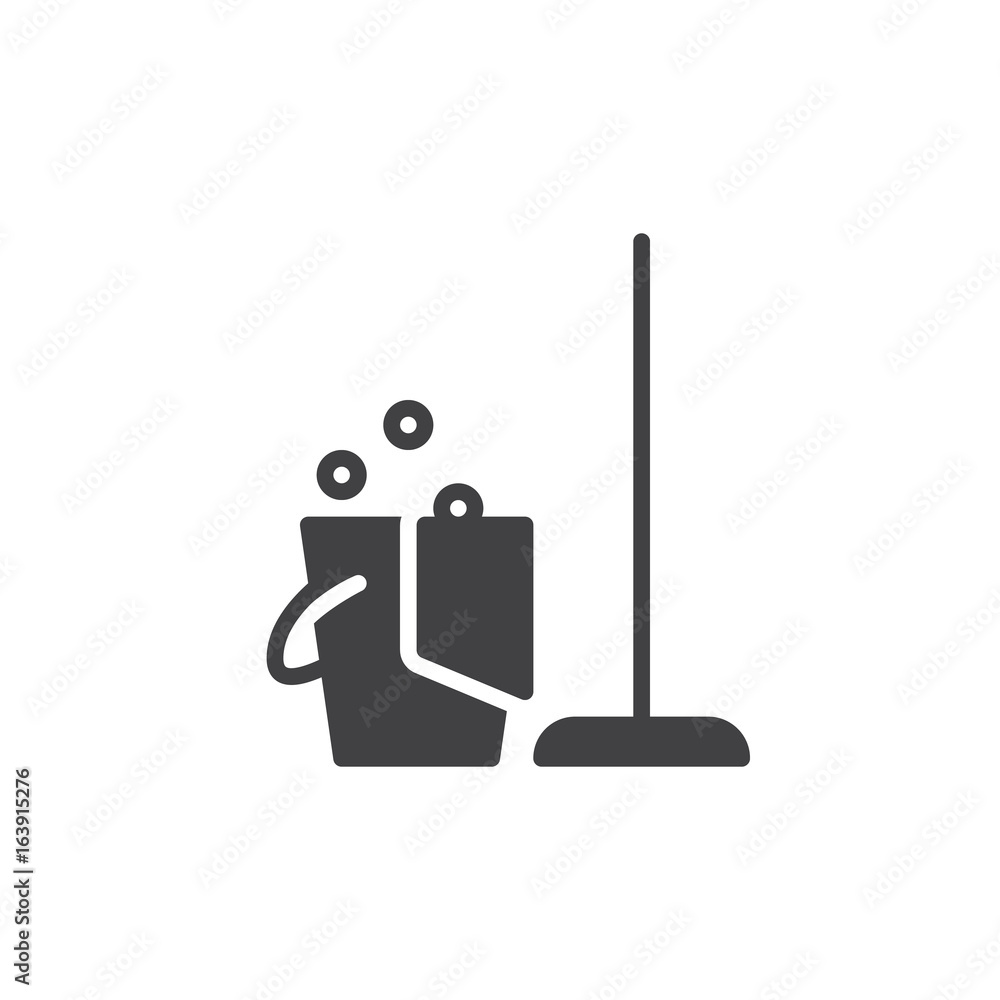 Fototapeta premium Cleaning icon vector, filled flat sign, solid pictogram isolated on white. Household symbol, logo illustration. Pixel perfect graphics