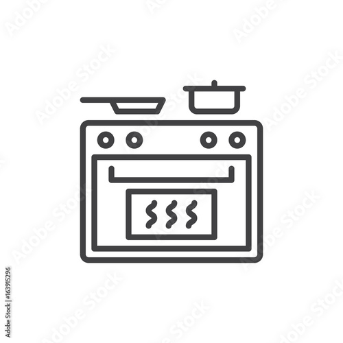 Cooking stove line icon, outline vector sign, linear style pictogram isolated on white. Symbol, logo illustration. Editable stroke. Pixel perfect graphics