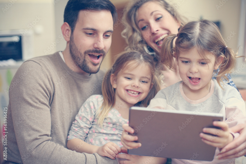 Happy family enjoy at home. Happy family enjoy at home.