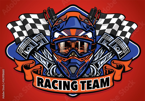 skull wearing motocross helmet racing team