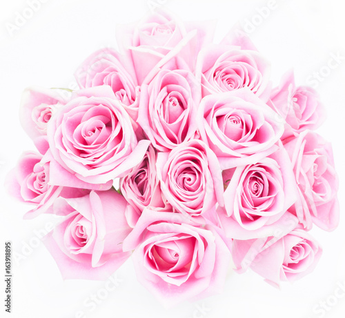 pink rose bouquet on white background