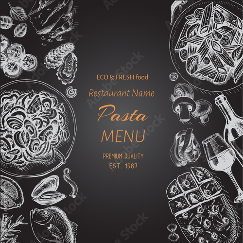 Vector illustration sketch - pasta. Card menu italian restaurant. Banner italan food.
