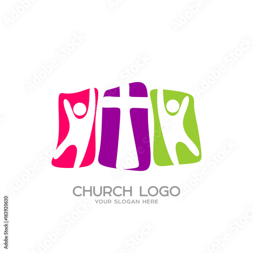 Church logo. Christian symbols. People worship the Lord Jesus Christ
