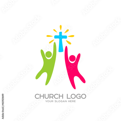 Church logo. Christian symbols. People worship the Lord Jesus Christ