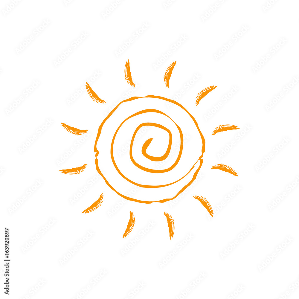 Vector swirl sun icon. Isolated on white background. Vector swirl sun icon. Isolated on white background.