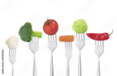 Forks with vegetables