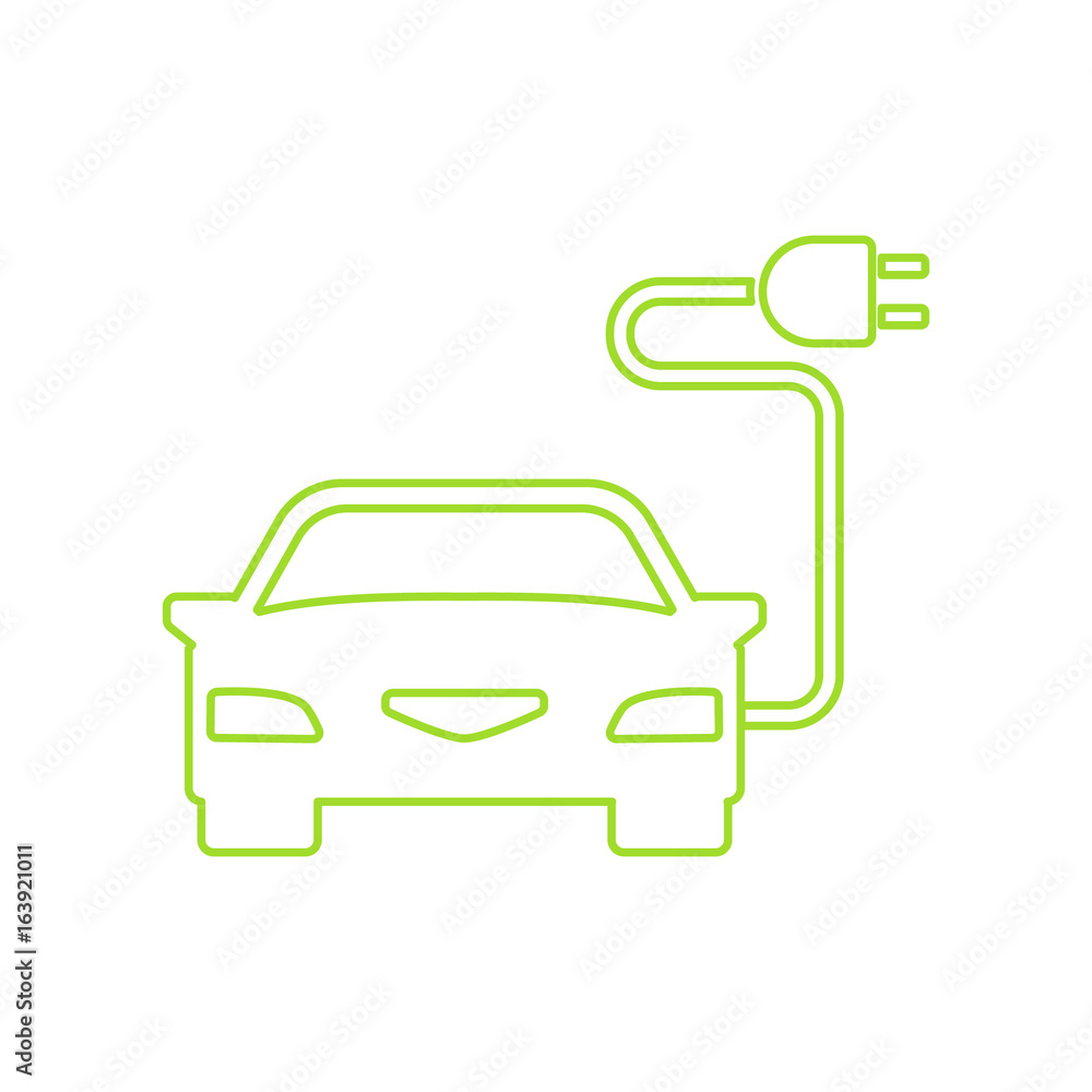 Green electric car charging point icon vector