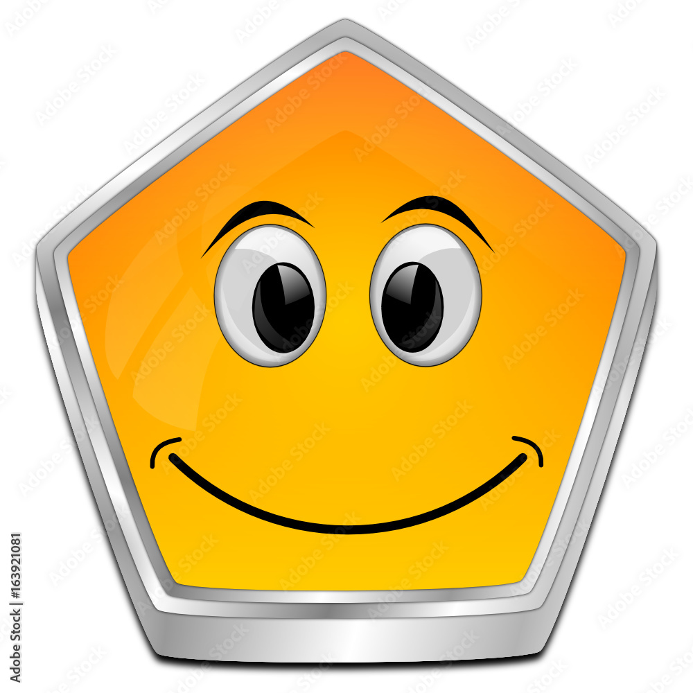 Button with smiling face - 3D illustration Button with smiling face - 3D illustration