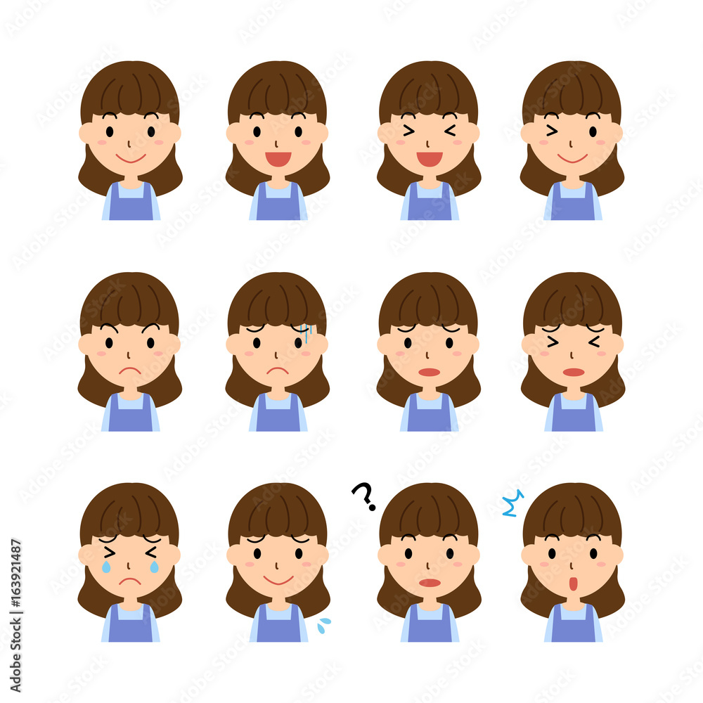 女性　表情　セット