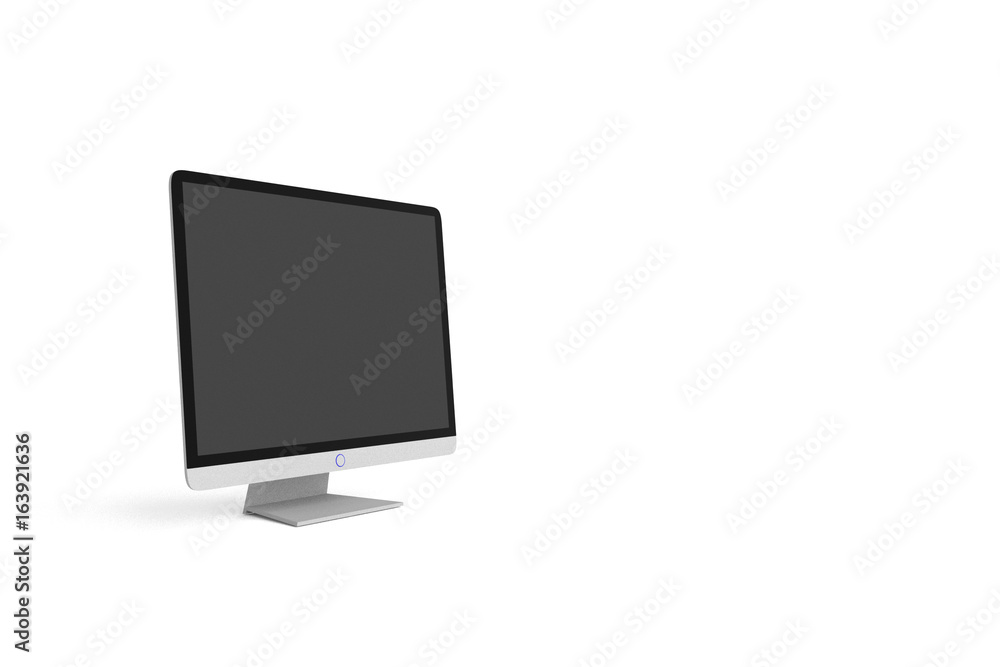 3d render, 3d illustration, lcd monitor with blank display. Three quarters view. 3d render, 3d illustration, lcd monitor with blank display. Three quarters view.