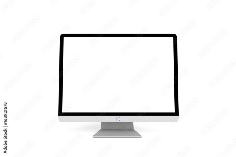 3d render, 3d illustration, lcd monitor with blank display front view