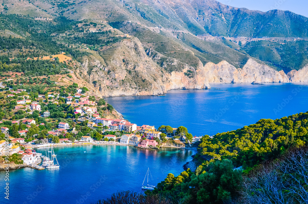 Traditional fishing village of Assos at Kefalonia island in Greece