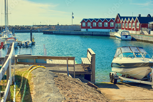 Dive boat on water in sunny weather