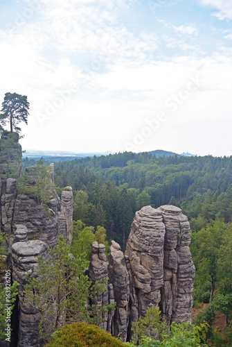 Sandstone cliffs rock city Prachov Rocks, protected nature reserve in the Czech Republic