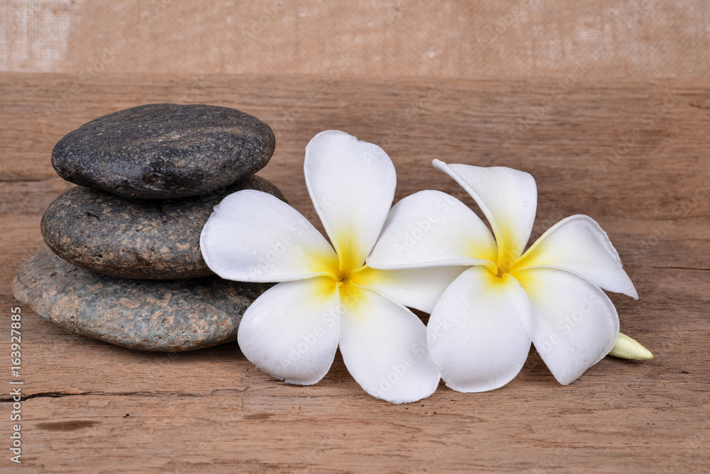 Plumeria and stones isolated on white Plumeria and stones isolated on white