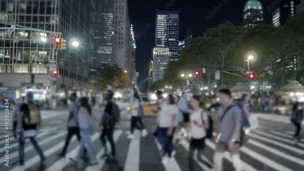 Traffic Transportation Scenery of People and Cars Commuting in New York City at Night Lights Traffic Transportation Scenery of People and Cars Commuting in New York City at Night Lights