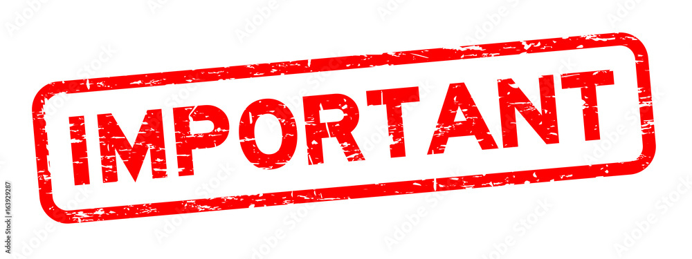 Εκτύπωση καμβά Grunge red important square rubber seal stamp on white background