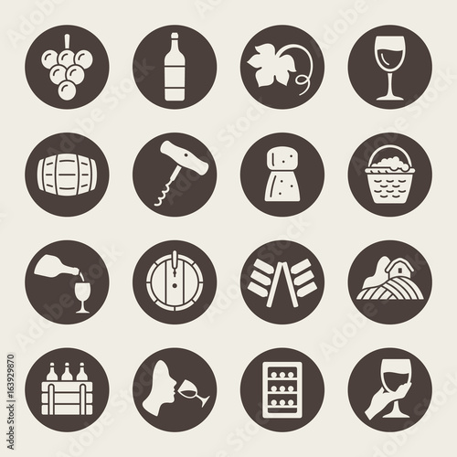 Wine icon set