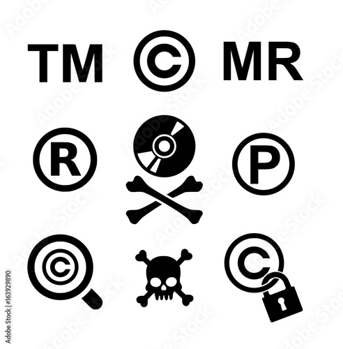 Copyright and piracy icon set vector