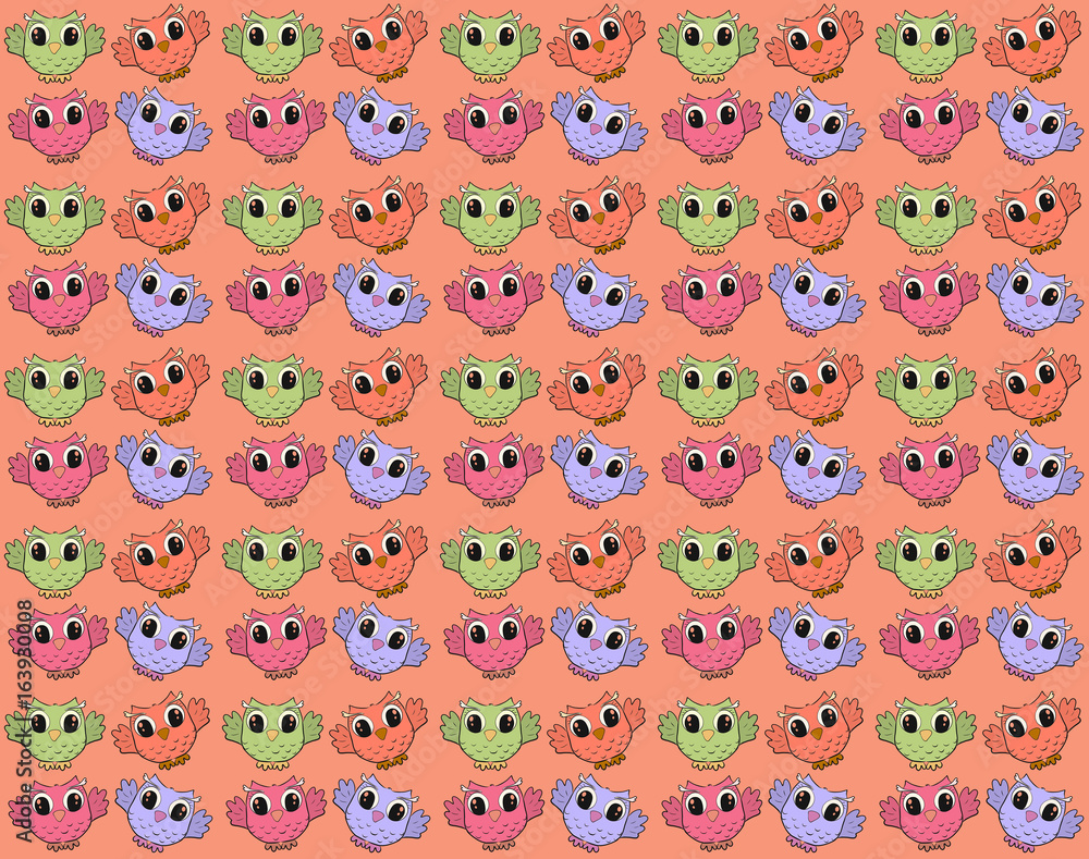 Cheerful bright background with owls Cheerful bright background with owls