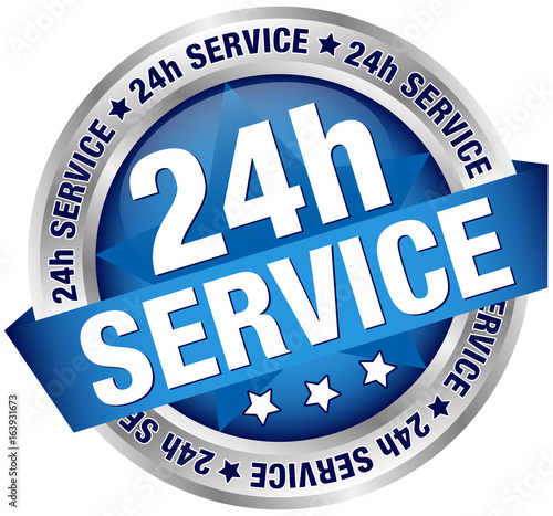 Button Banner "24h Service" blau/silber
